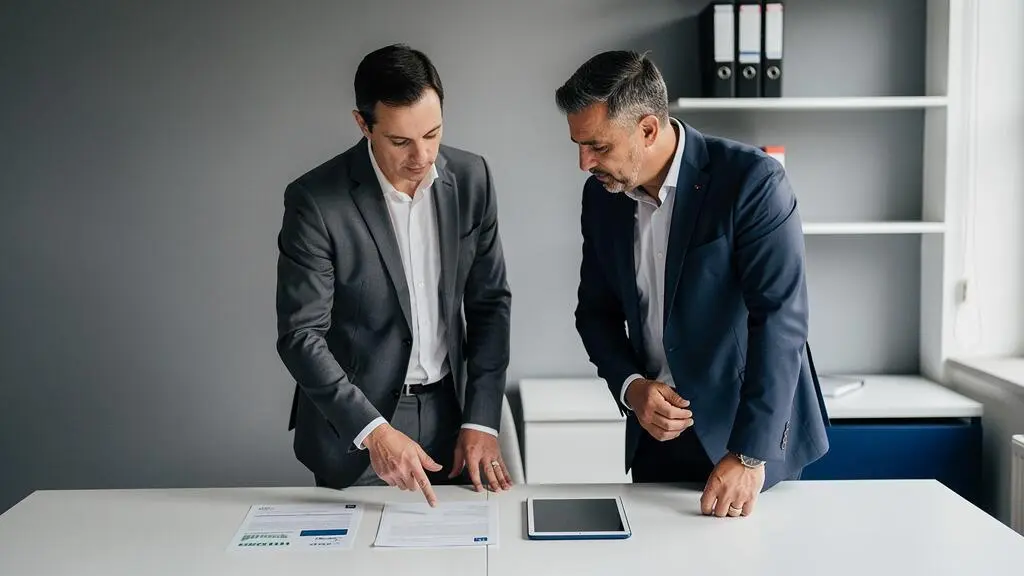 Courtier en crédit immobilier conseillant un investisseur sur le financement d'un bien avec locataire en place